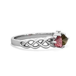 Pink Tourmaline Heart To Heart Braid 14K White Gold ring R5870
