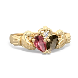 Pink Tourmaline 'Our Heart' Claddagh 14K Yellow Gold ring R2388