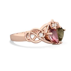 Pink Tourmaline 'One Heart' Celtic Knot Claddagh 14K Rose Gold ring R5322