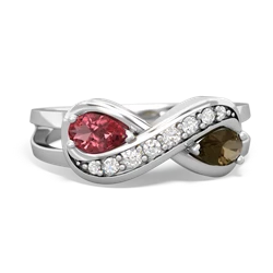 Pink Tourmaline Diamond Infinity 14K White Gold ring R5390