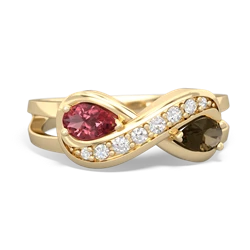 Pink Tourmaline Diamond Infinity 14K Yellow Gold ring R5390