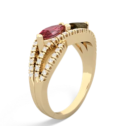 Pink Tourmaline Diamond Rivers 14K Yellow Gold ring R3070