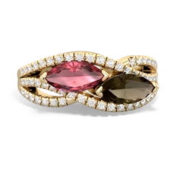 Pink Tourmaline Diamond Rivers 14K Yellow Gold ring R3070