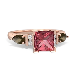 Pink Tourmaline 6Mm Princess Eternal Embrace Engagement 14K Rose Gold ring C2002