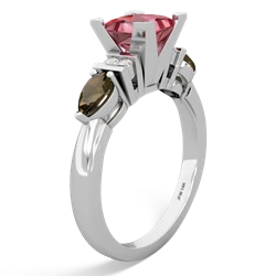 Pink Tourmaline 6Mm Princess Eternal Embrace Engagement 14K White Gold ring C2002