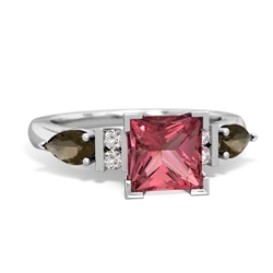 Pink Tourmaline 6Mm Princess Eternal Embrace Engagement 14K White Gold ring C2002