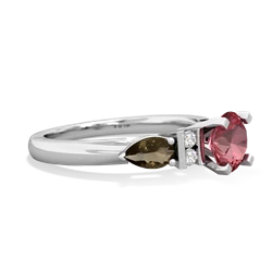 Pink Tourmaline 6Mm Round Eternal Embrace Engagement 14K White Gold ring R2005