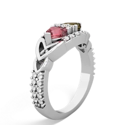 Pink Tourmaline Sparkling Celtic Knot 14K White Gold ring R2645