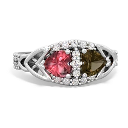 Pink Tourmaline Sparkling Celtic Knot 14K White Gold ring R2645