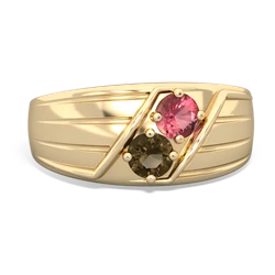 Pink Tourmaline Men's Streamline 14K Yellow Gold ring R0460