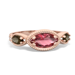 Pink Tourmaline Milgrain Marquise 14K Rose Gold ring R5700