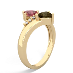 Pink Tourmaline Heart To Heart 14K Yellow Gold ring R2064