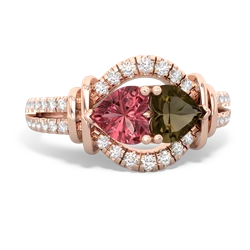 Pink Tourmaline Art-Deco Keepsake 14K Rose Gold ring R5630