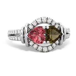 Pink Tourmaline Art-Deco Keepsake 14K White Gold ring R5630