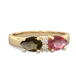 Pink Tourmaline Pear Bowtie 14K Yellow Gold ring R0865