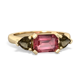 Pink Tourmaline Three Stone 14K Yellow Gold ring R5235