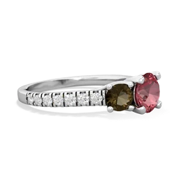 Pink Tourmaline Pave Trellis 14K White Gold ring R5500