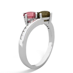 Pink Tourmaline Channel Set Two Stone 14K White Gold ring R5303