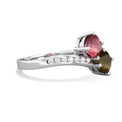 Pink Tourmaline Channel Set Two Stone 14K White Gold ring R5303