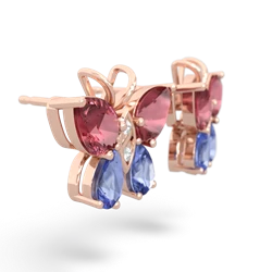 Pink Tourmaline Butterfly 14K Rose Gold earrings E2215