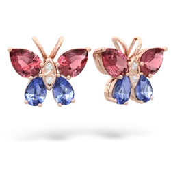 Pink Tourmaline Butterfly 14K Rose Gold earrings E2215