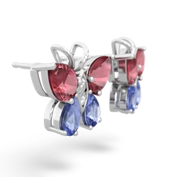 Pink Tourmaline Butterfly 14K White Gold earrings E2215