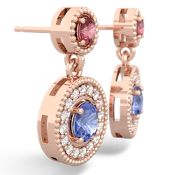 Pink Tourmaline Halo Dangle 14K Rose Gold earrings E5319