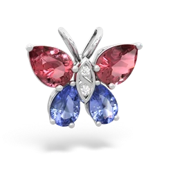 Pink Tourmaline Butterfly 14K White Gold pendant P2215