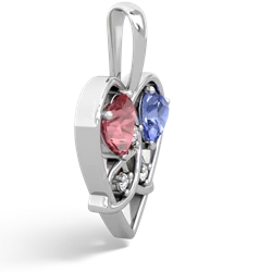 Pink Tourmaline Celtic Trinity Heart 14K White Gold pendant P5331