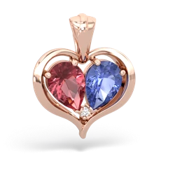 Pink Tourmaline Two Become One 14K Rose Gold pendant P5330