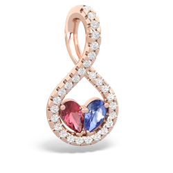 Pink Tourmaline Pave Twist 'One Heart' 14K Rose Gold pendant P5360