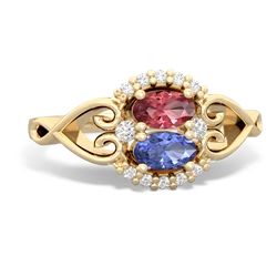 Pink Tourmaline Love Nest 14K Yellow Gold ring R5860