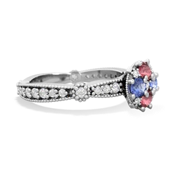 Pink Tourmaline Sparkling Tiara Cluster 14K White Gold ring R26293RD