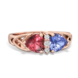 Pink Tourmaline Celtic Knot Double Heart 14K Rose Gold ring R5040