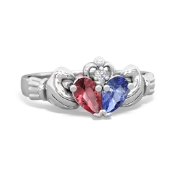 Pink Tourmaline 'Our Heart' Claddagh 14K White Gold ring R2388