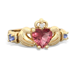 Pink Tourmaline Claddagh Keepsake 14K Yellow Gold ring R5245