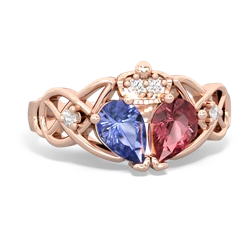 Pink Tourmaline 'One Heart' Celtic Knot Claddagh 14K Rose Gold ring R5322