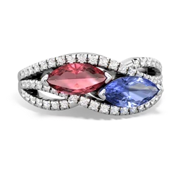 Pink Tourmaline Diamond Rivers 14K White Gold ring R3070