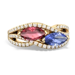 Pink Tourmaline Diamond Rivers 14K Yellow Gold ring R3070