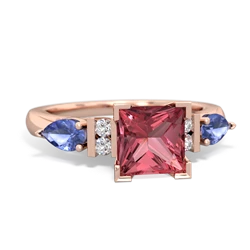 Pink Tourmaline 6Mm Princess Eternal Embrace Engagement 14K Rose Gold ring C2002