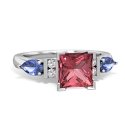 Pink Tourmaline 6Mm Princess Eternal Embrace Engagement 14K White Gold ring C2002