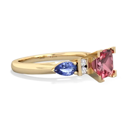 Pink Tourmaline 6Mm Princess Eternal Embrace Engagement 14K Yellow Gold ring C2002