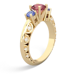 Pink Tourmaline Art Deco Eternal Embrace Engagement 14K Yellow Gold ring C2003