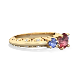 Pink Tourmaline Art Deco Eternal Embrace Engagement 14K Yellow Gold ring C2003