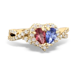 Pink Tourmaline Diamond Twist 'One Heart' 14K Yellow Gold ring R2640HRT