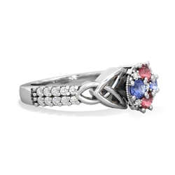 Pink Tourmaline Celtic Knot Cluster Engagement 14K White Gold ring R26443RD