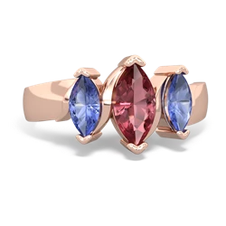 Pink Tourmaline Three Peeks 14K Rose Gold ring R2433