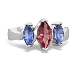 Pink Tourmaline Three Peeks 14K White Gold ring R2433