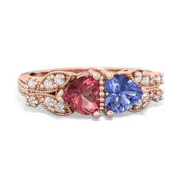 Pink Tourmaline Diamond Butterflies 14K Rose Gold ring R5601