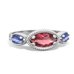 Pink Tourmaline Milgrain Marquise 14K White Gold ring R5700